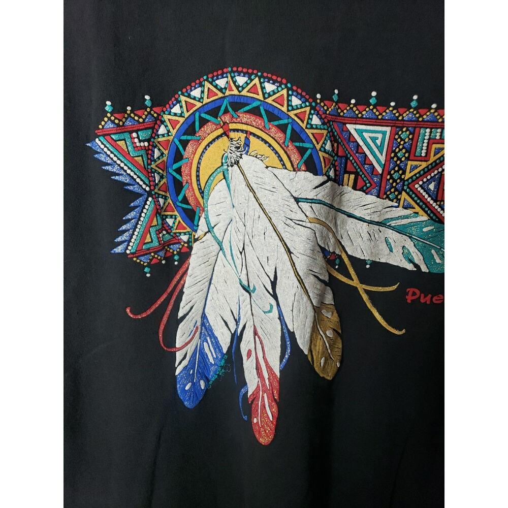 Vintage Montana Shirt Native American Feather Sparkle Western XL LONGSLEEVE - Picture 2 of 9